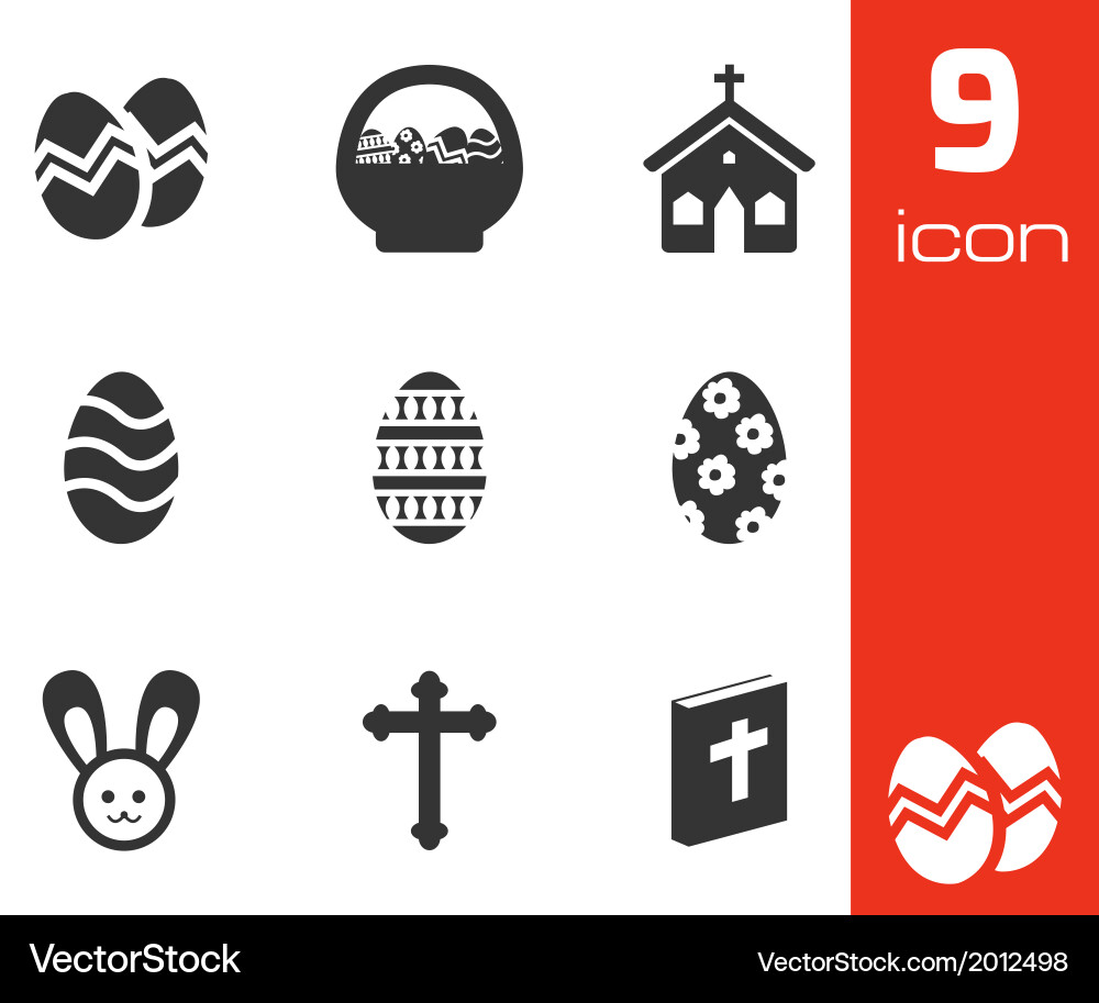 Black easter icons set Royalty Free Vector Image