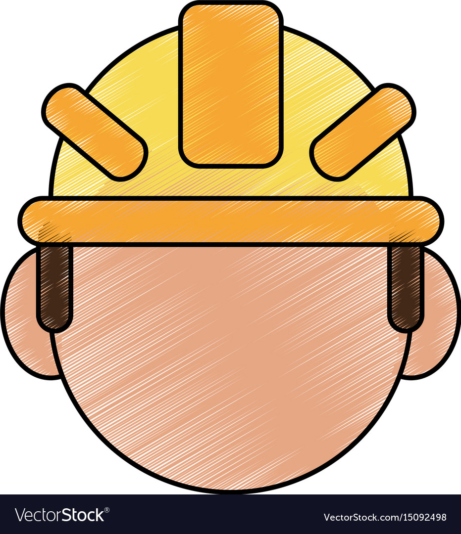 Color pencil cartoon front view faceless worker