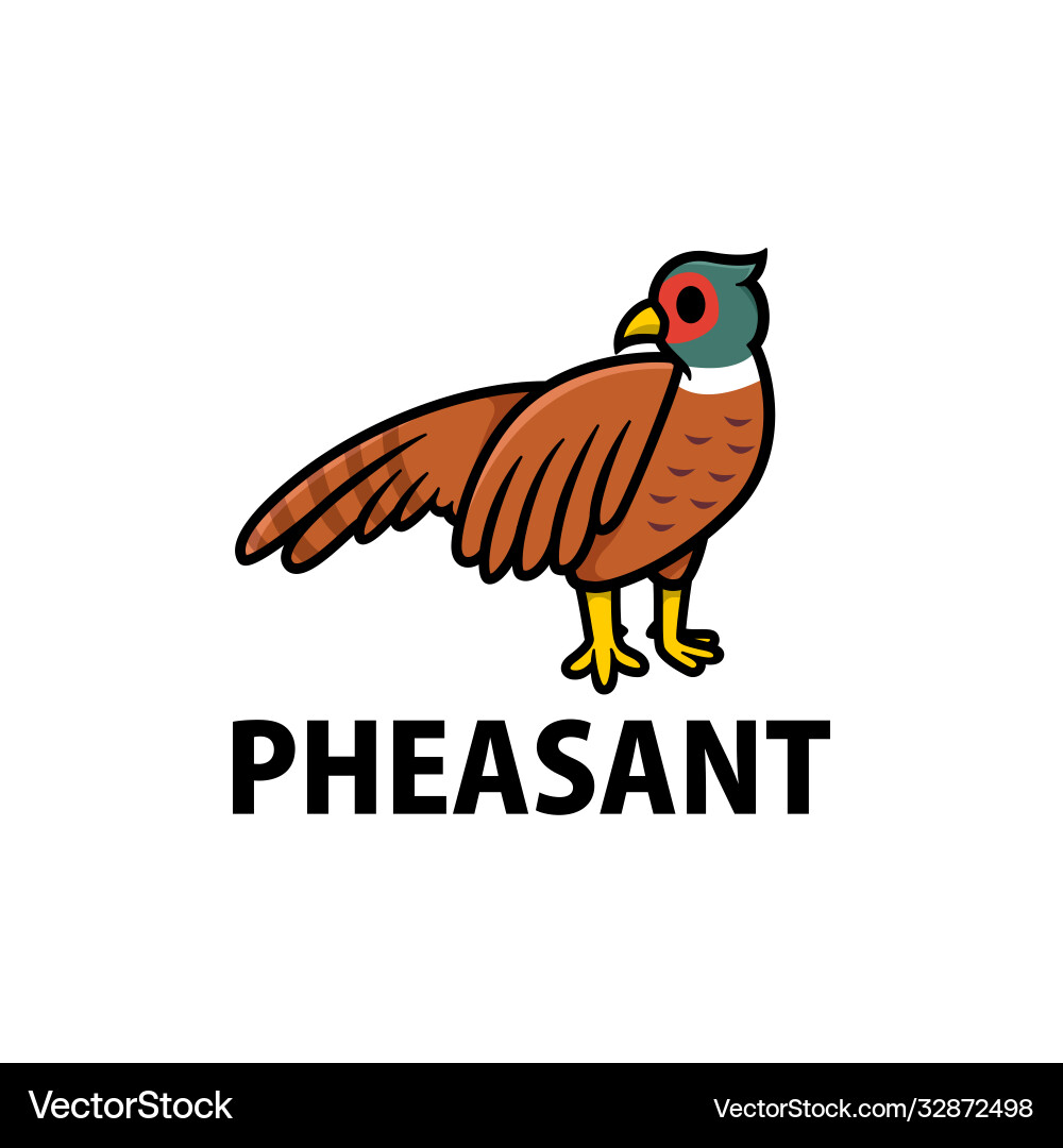Cute pheasant cartoon logo icon Royalty Free Vector Image