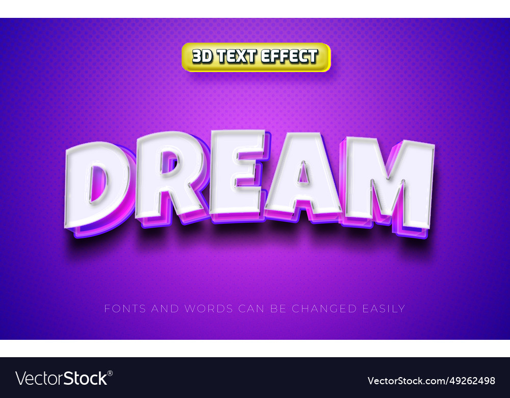 Dream 3d editable text effect style Royalty Free Vector