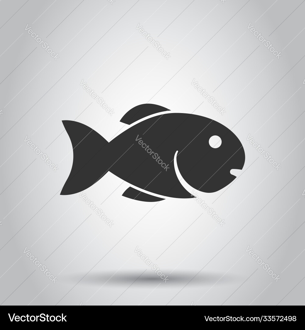 Fish icon in flat style seafood on white isolated Vector Image