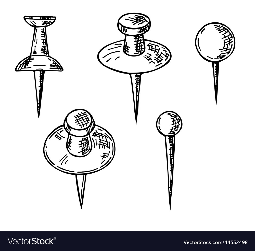 Hand Drawn Push Pins Doodle Navigation Royalty Free Vector Hand Drawn Push Pins Doodle Navigation Royalty Free Vector