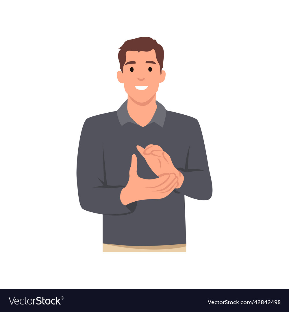 Man clapping and applauding happy and joyful Vector Image