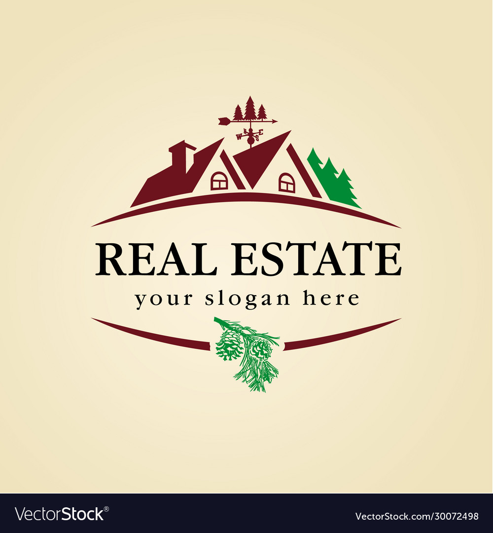 Real estate logo wood Royalty Free Vector Image