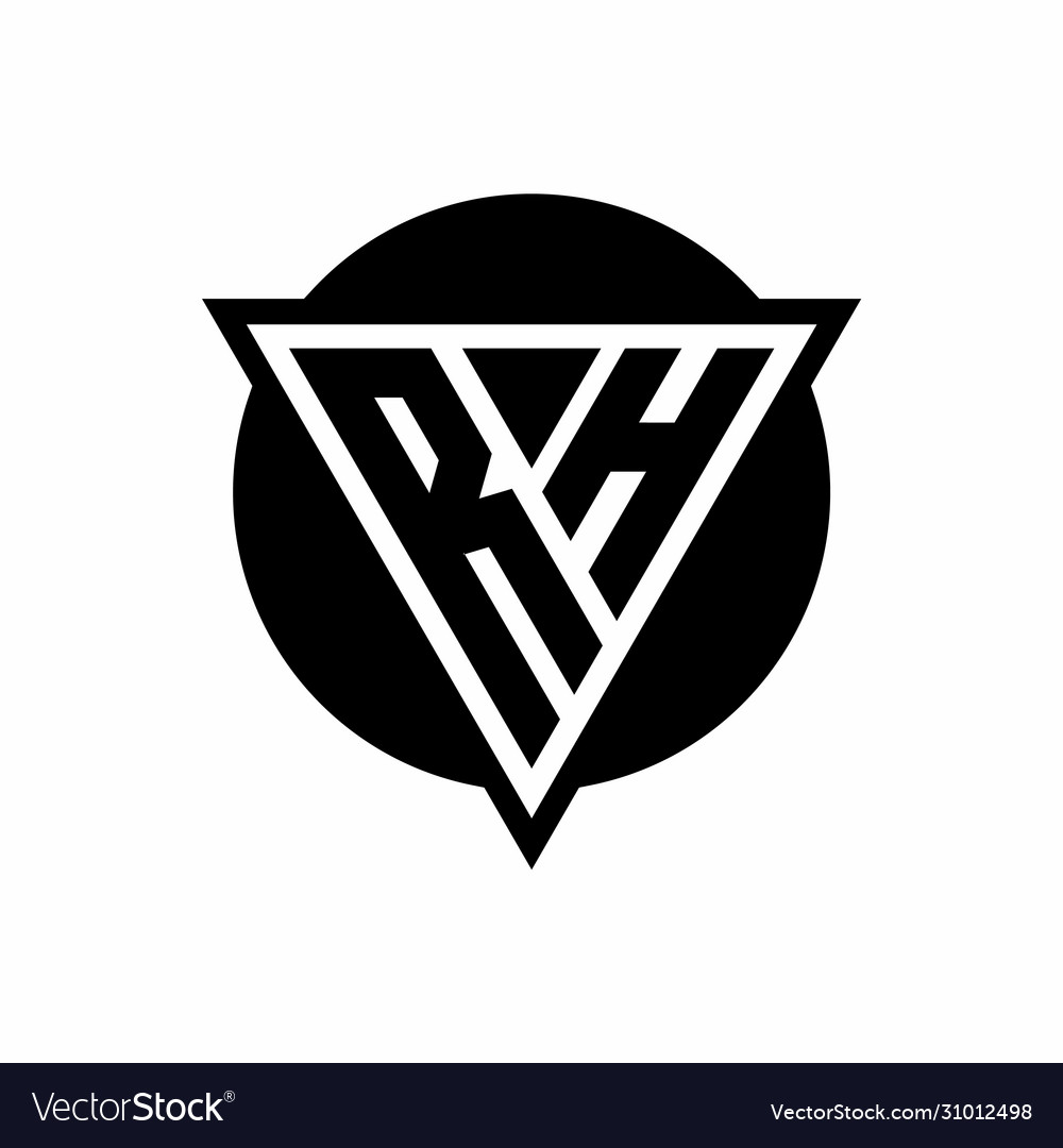 Rh logo with negative space triangle and circle Vector Image