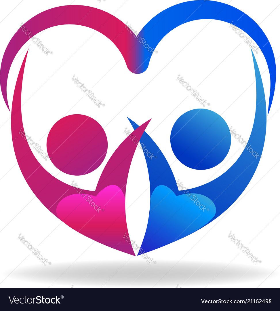 Valentines couple of love heart shape logo