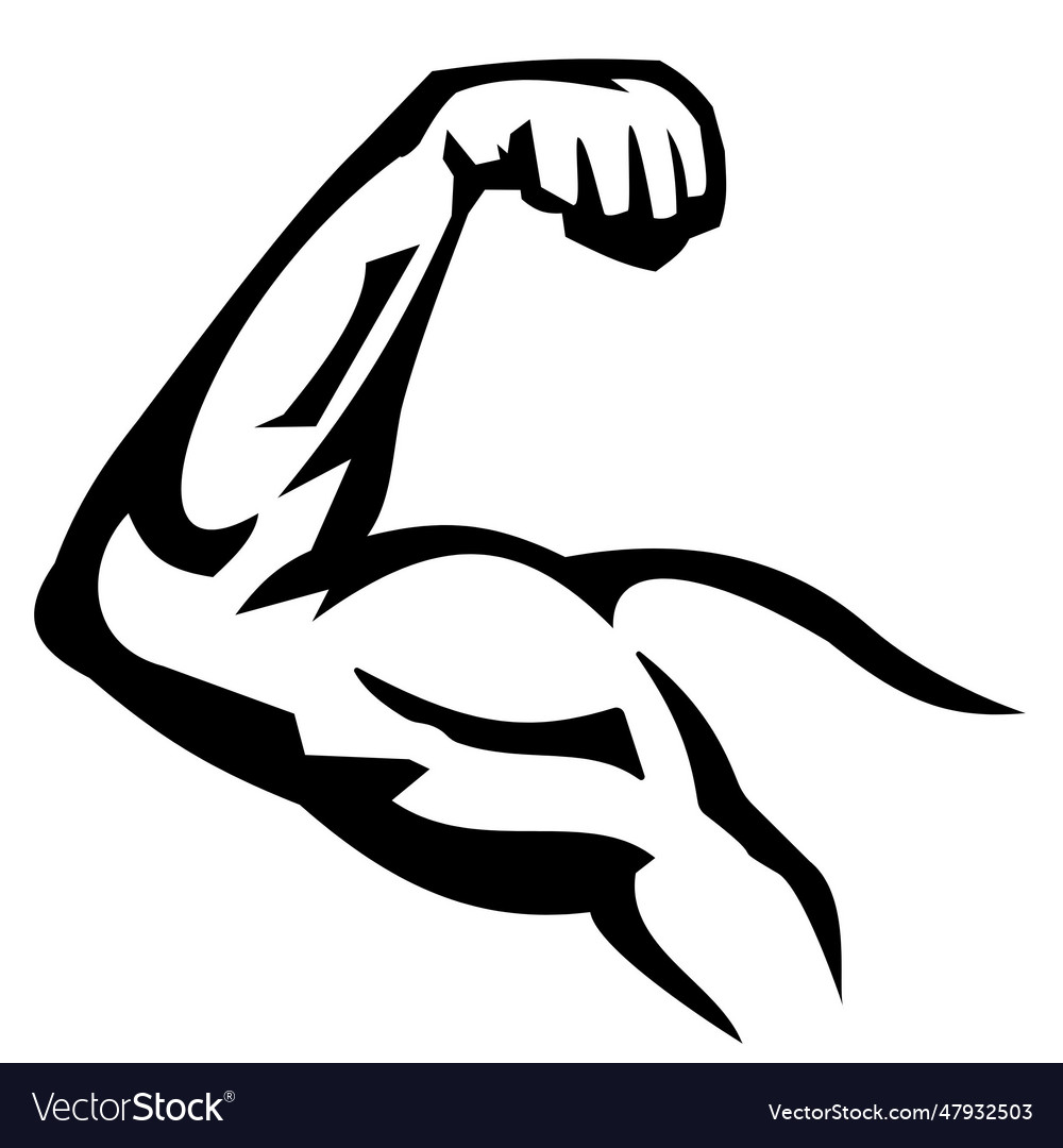 A black and white image of mans arm flex Vector Image