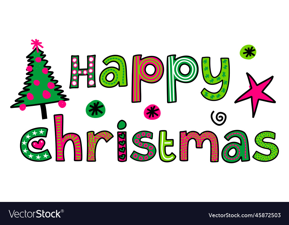 Happy christmas freehand holiday text Royalty Free Vector