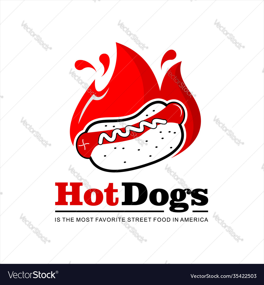 Hot dog bun food logo design Royalty Free Vector Image