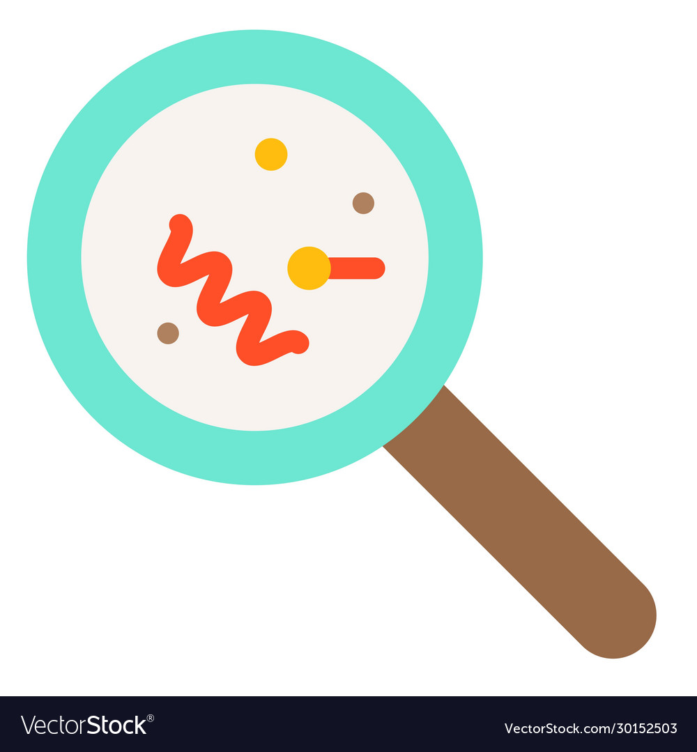 Magnify glass with bacteria flat style icon Vector Image