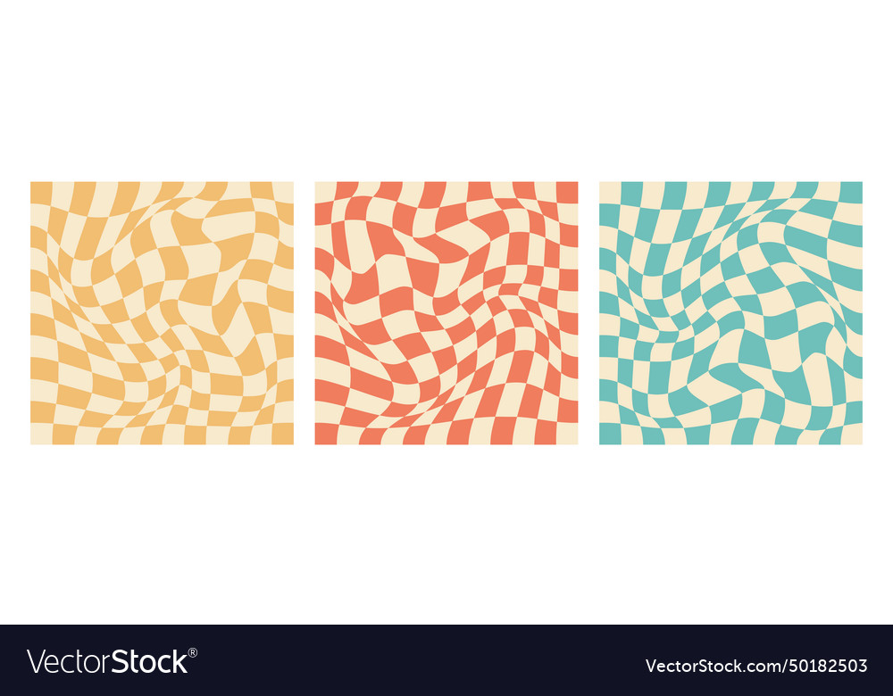 Psychedelic chess seamless pattern set Royalty Free Vector