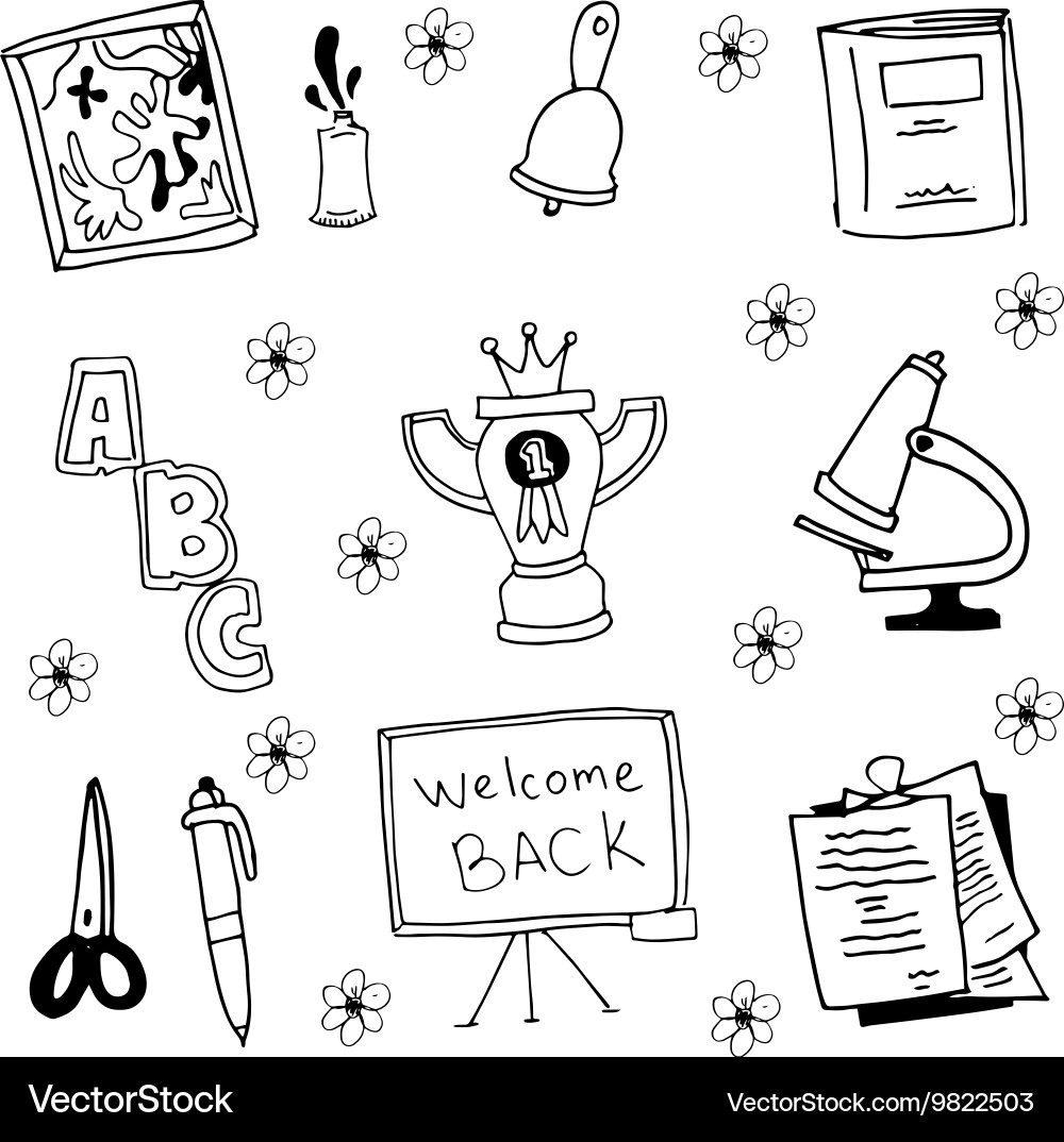 Tools schoool in doodle Royalty Free Vector Image