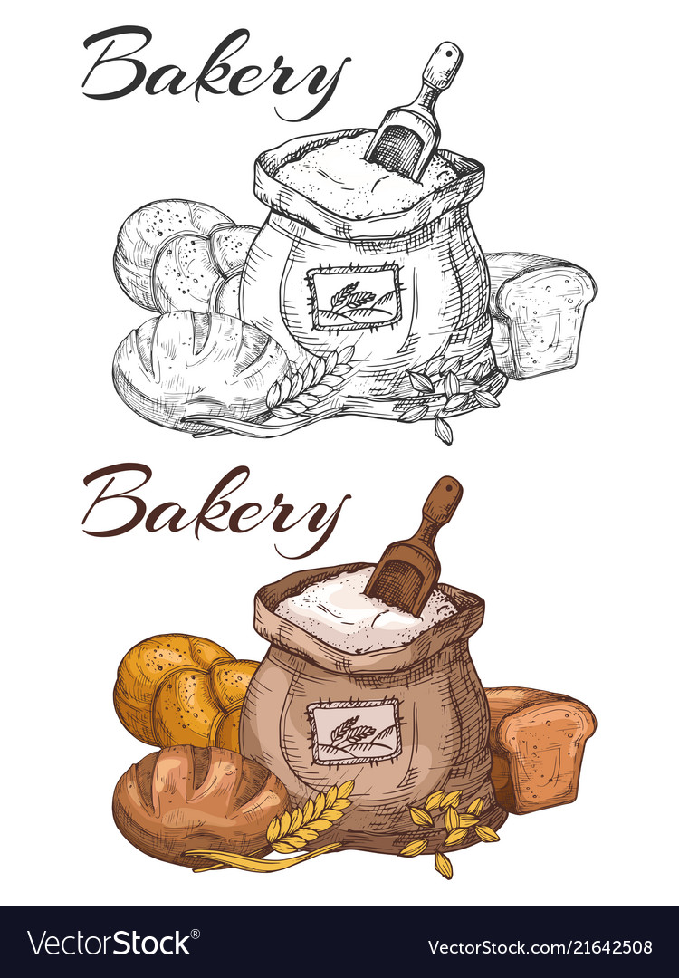 Colorful and black and white bakery emblem design Vector Image