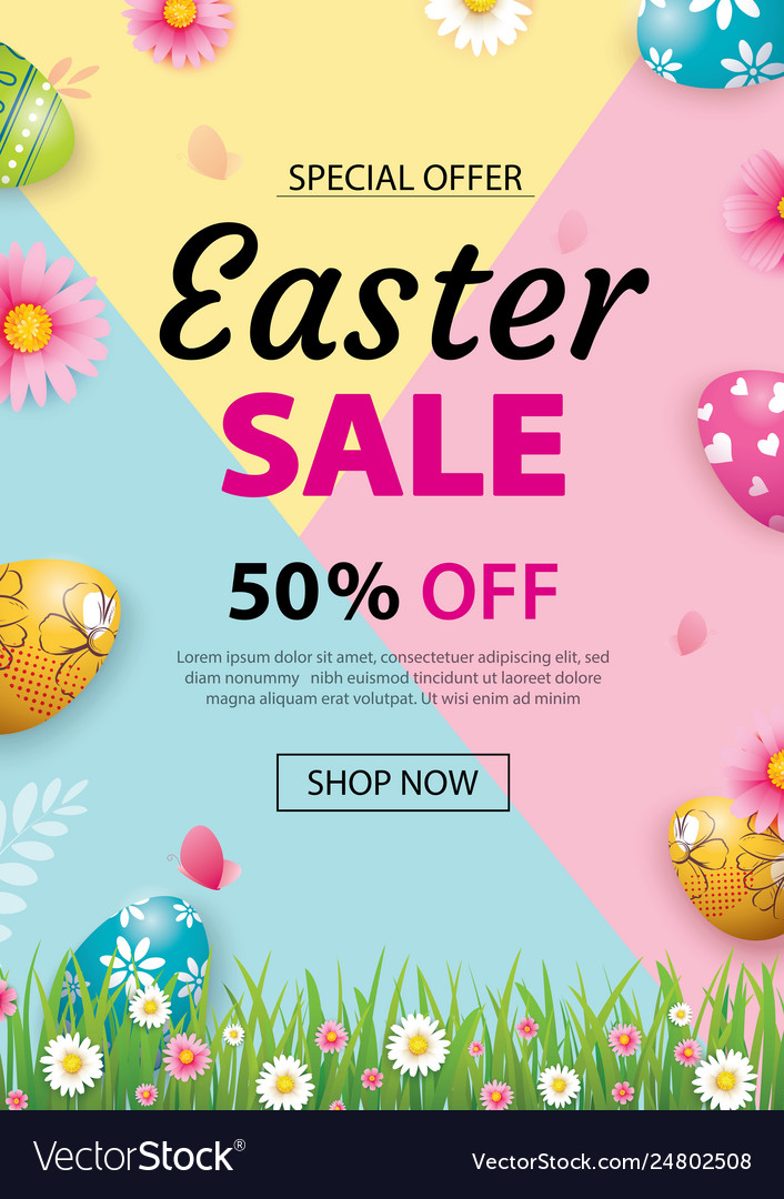 Easter sale banner design template with colorful vector image Easter sale banner design template with colorful