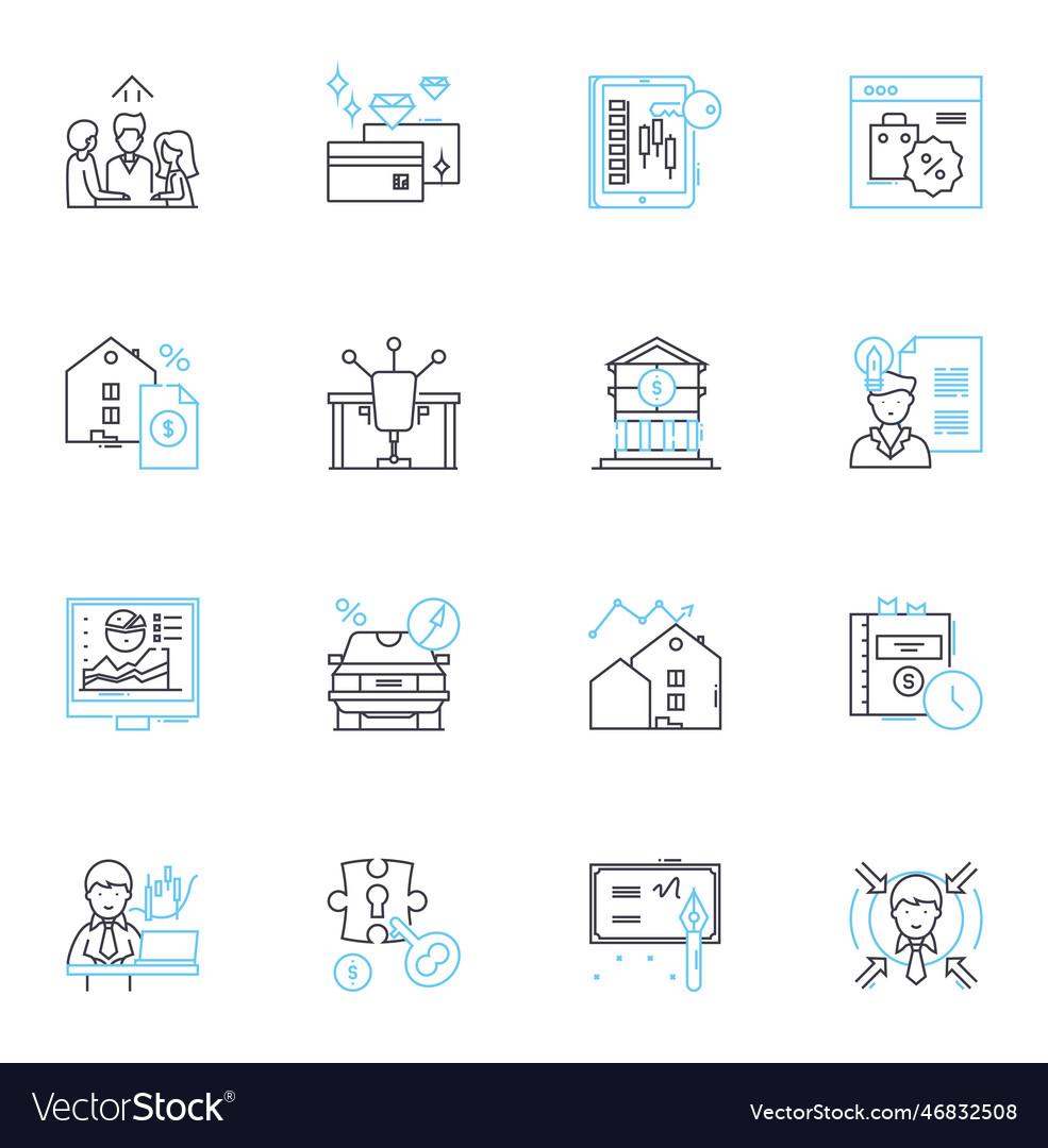 Economic gain linear icons set profit revenue Vector Image