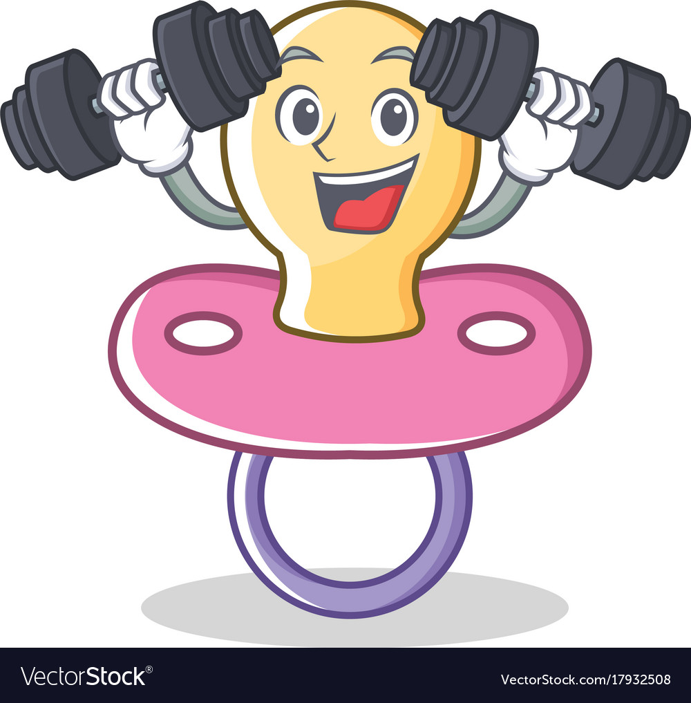 Fitness baby pacifier character cartoon Royalty Free Vector