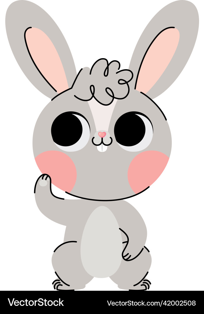 Gray cute bunny Royalty Free Vector Image - VectorStock