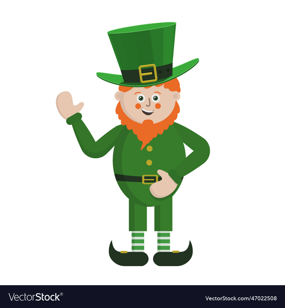 Leprechaun On St Patricks Day With Orange Beard Vector Image