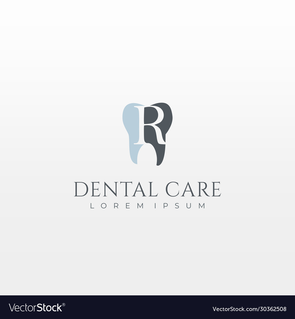 Letter r dental tooth logo design