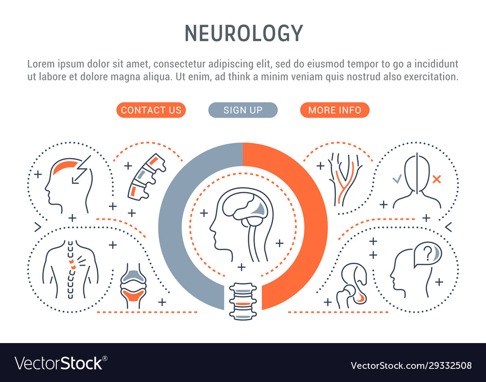 Linear banner neurology Royalty Free Vector Image