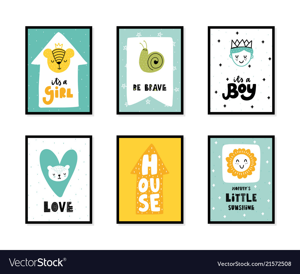 Scandinavian interior kids posters Royalty Free Vector Image