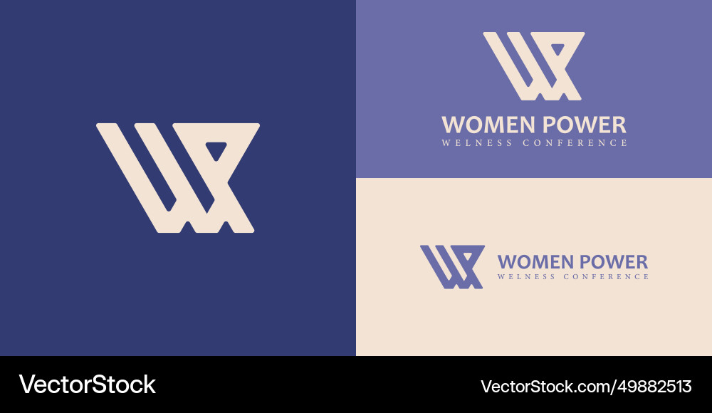 Abstract initial letter w and p logo in white Vector Image