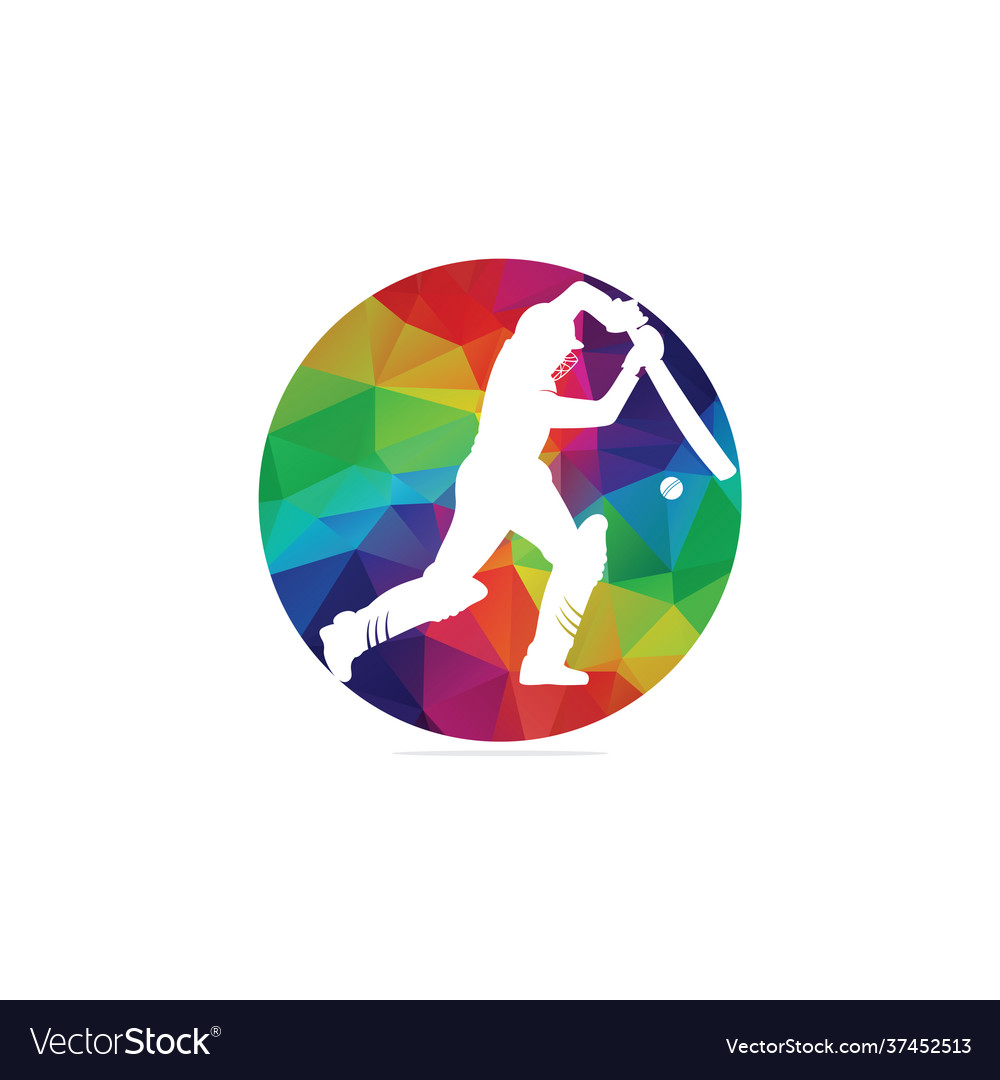 Batsman Playing Cricket Competition Logo Vector Image