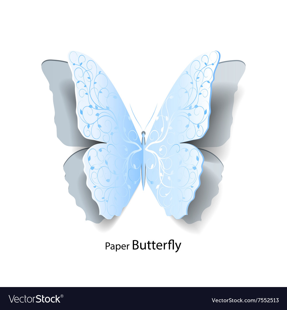 Download Blue butterfly cut out paper Royalty Free Vector Image