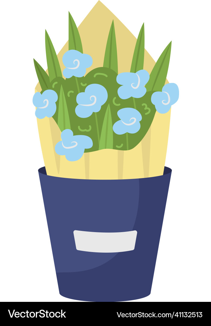Blue flowers arrangement semi flat color object Vector Image