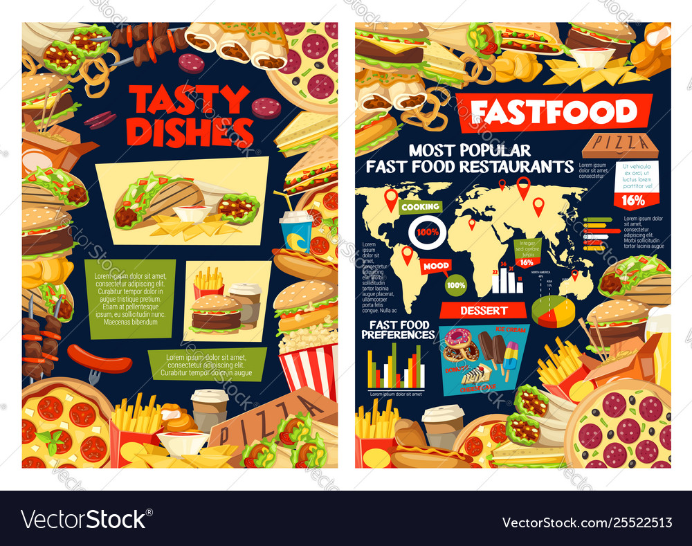 Fast food infographic burger diagrams and charts Vector Image