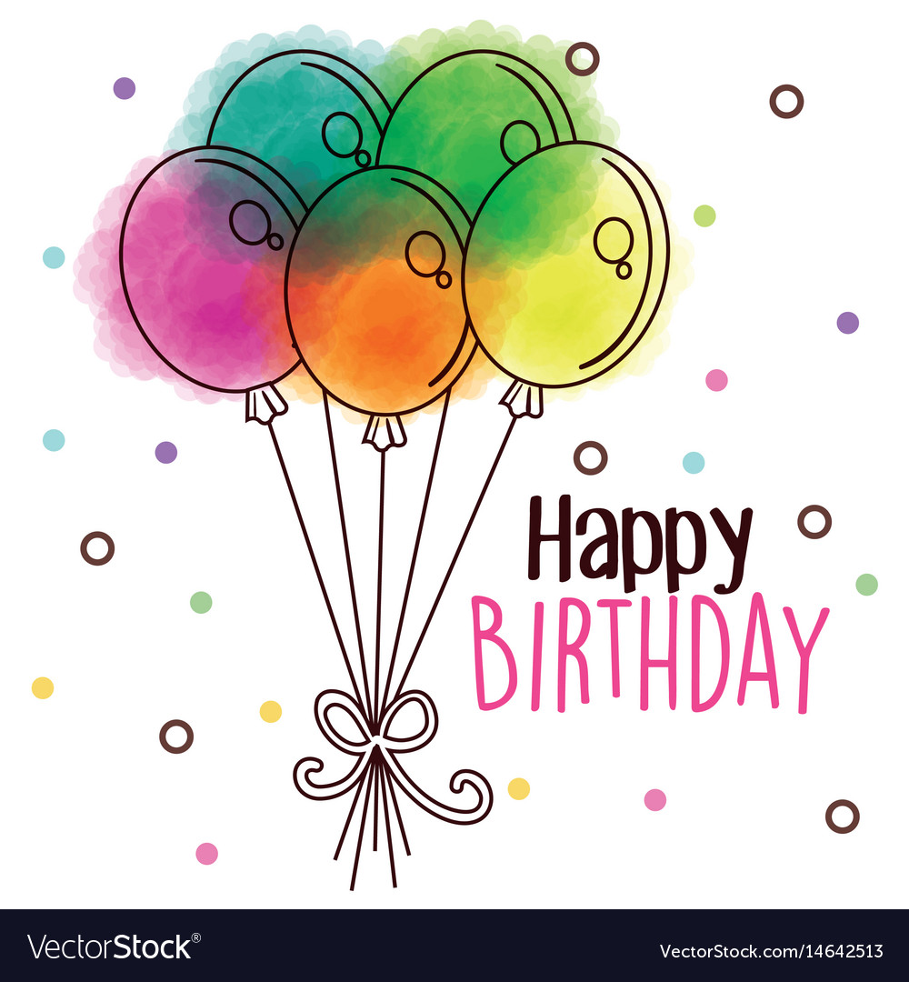 Happy birthday card with balloons party Royalty Free Vector