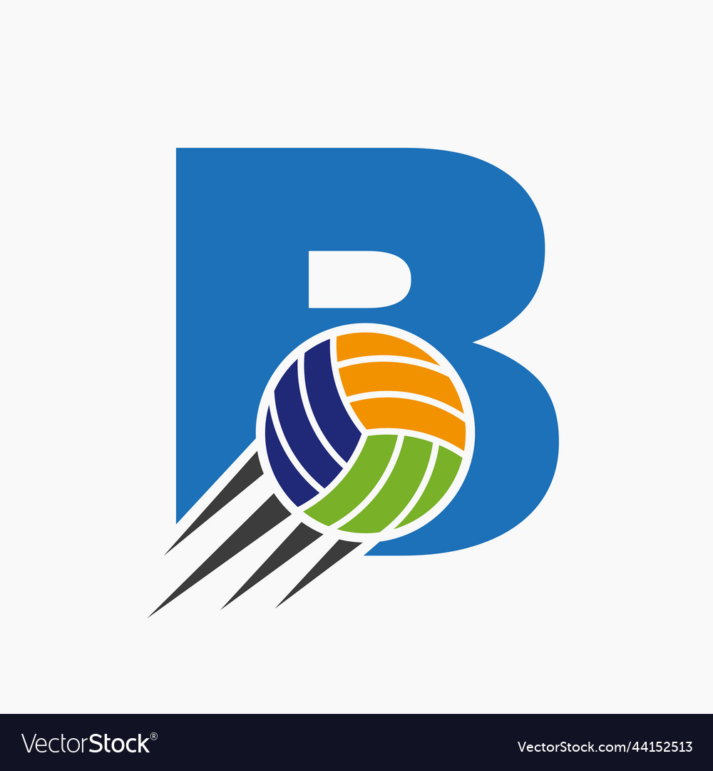 Initial Letter B Volleyball Logo Concept Vector Image