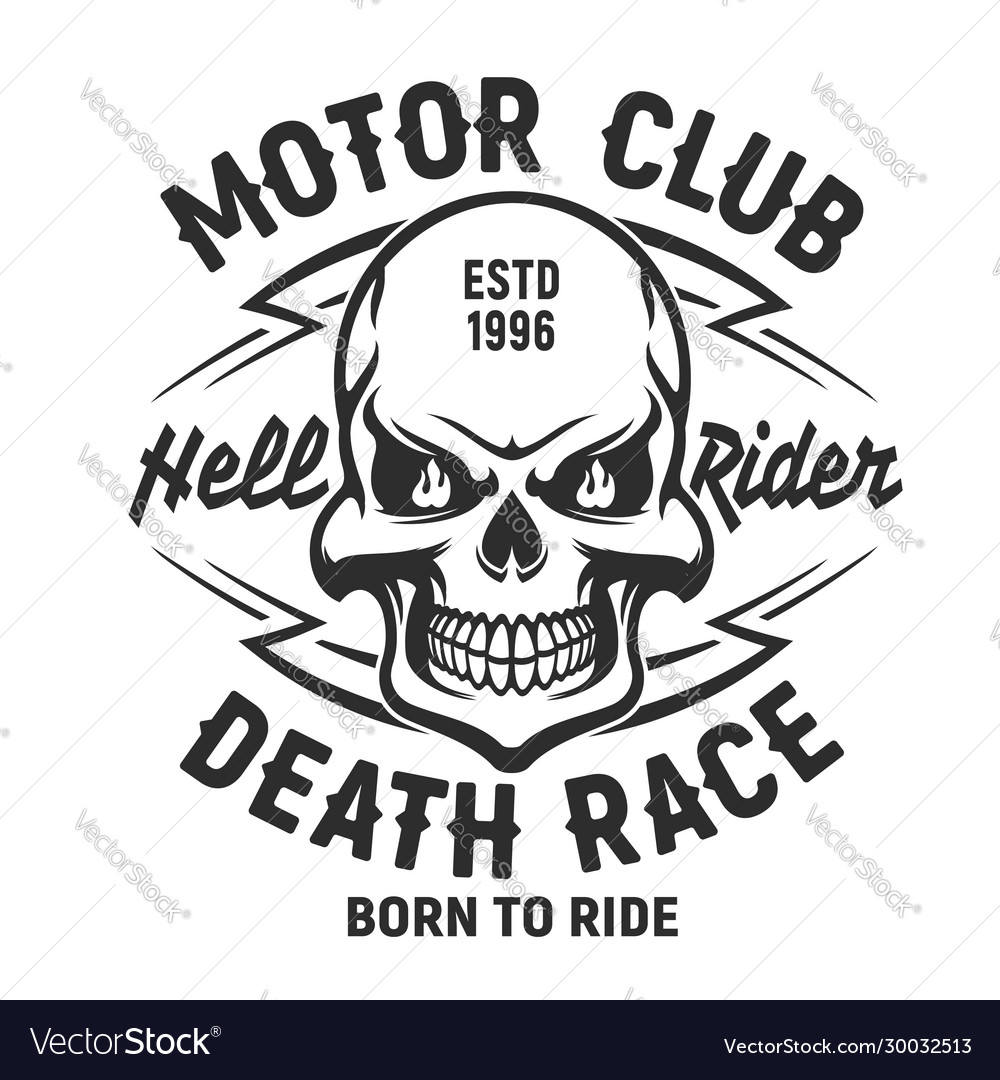 Download Skull T Shirt Print Mockup Motor Club Society Vector Image