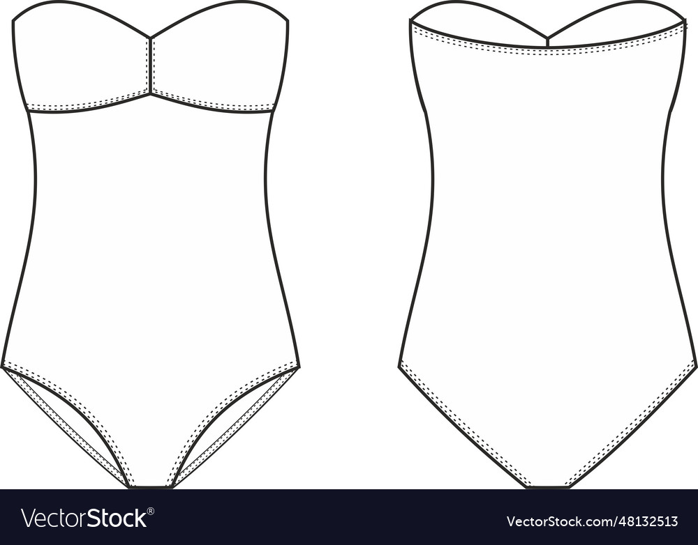 Womens one piece strapless swimsuit Royalty Free Vector