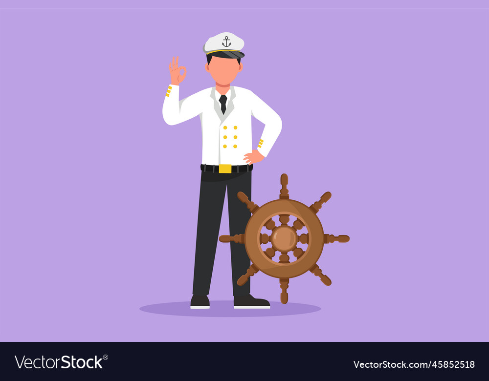 Cartoon flat style drawing sailor man standing Vector Image