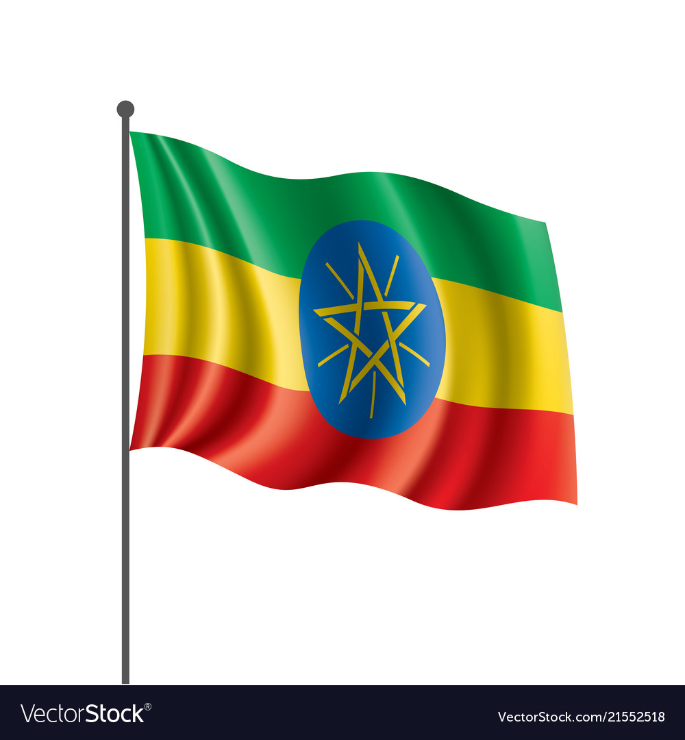 Ethiopia flag on a white