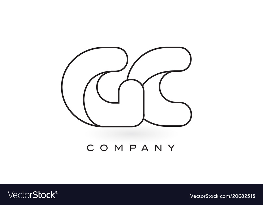 Gc monogram letter logo with thin black