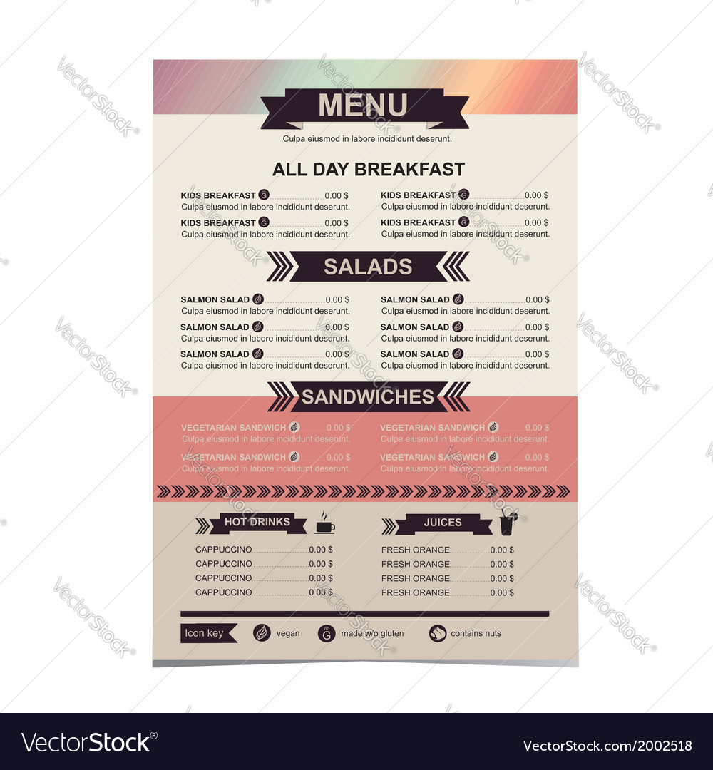restaurant menu template design royalty free vector image