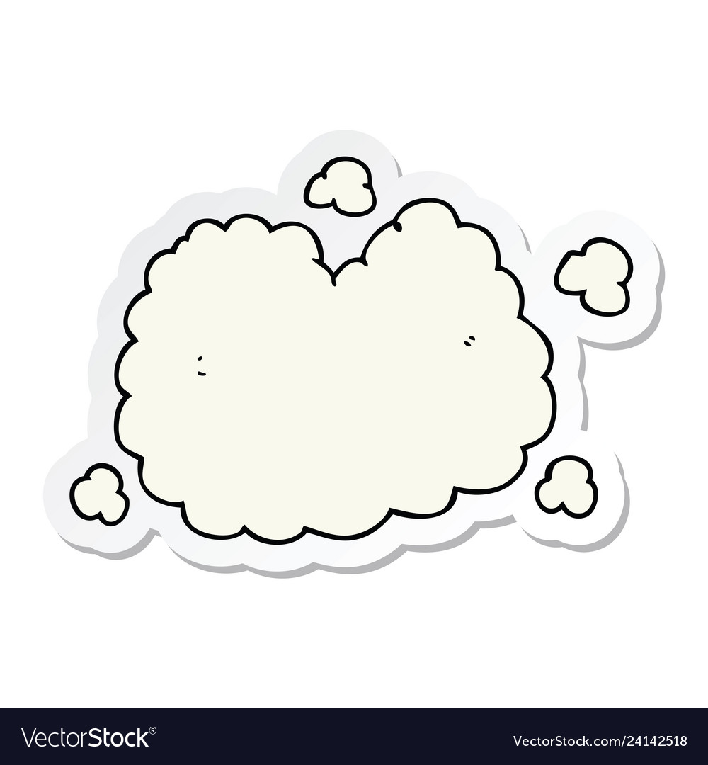 Sticker of a cartoon smoke cloud Royalty Free Vector Image