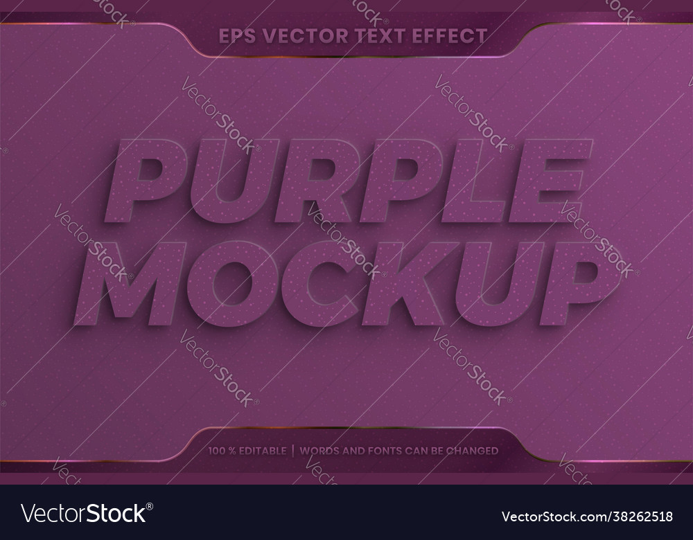 Text effect in realistic 3d purple mockup words