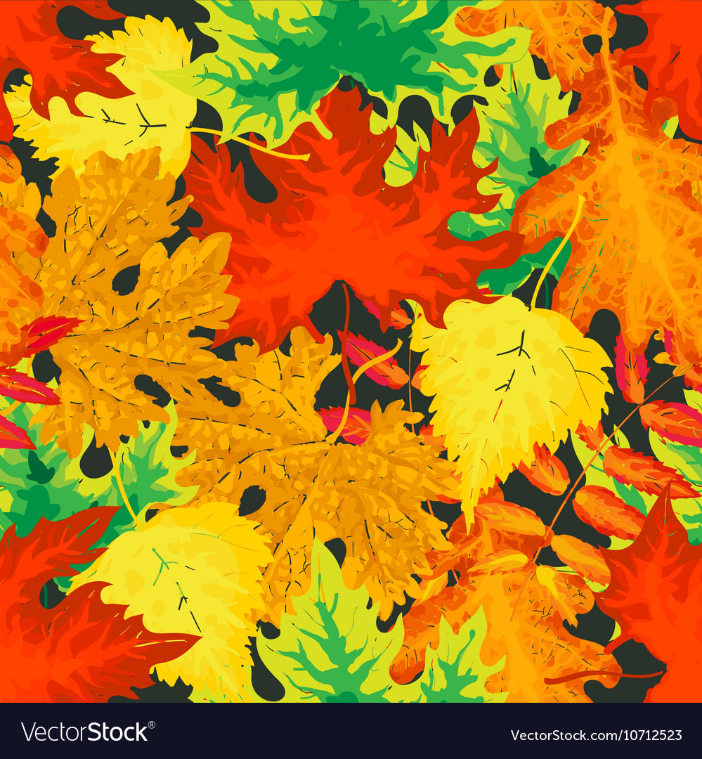 Bright and colorful autumn leaves seamless pattern