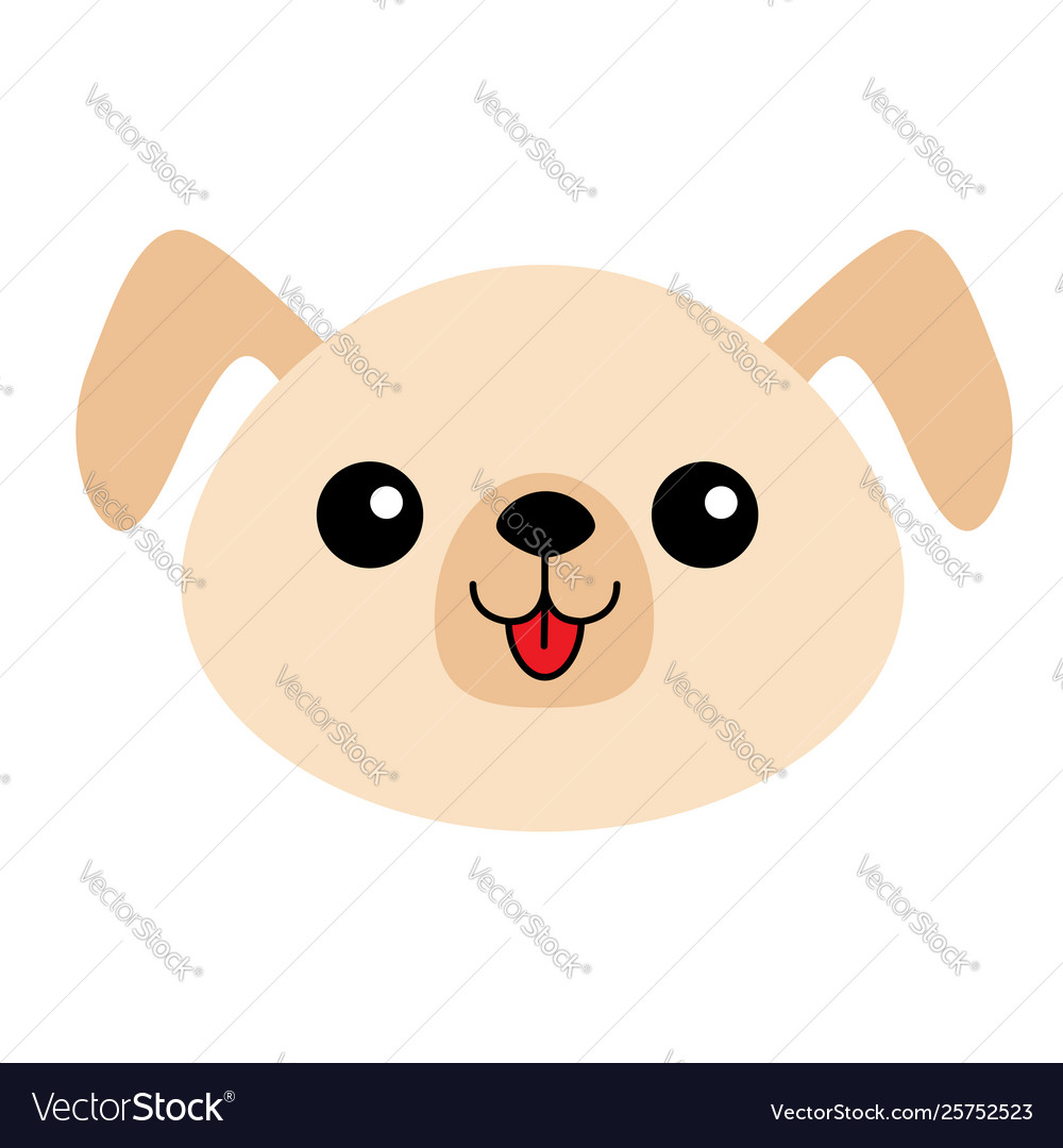 Dog happy round face head silhouette icon brown