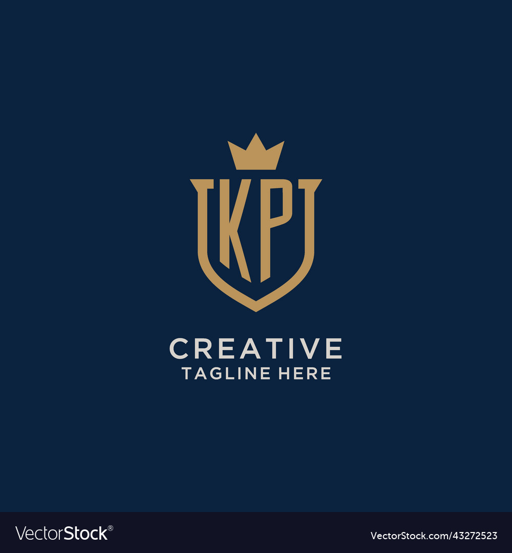 Kp initial shield crown logo Royalty Free Vector Image