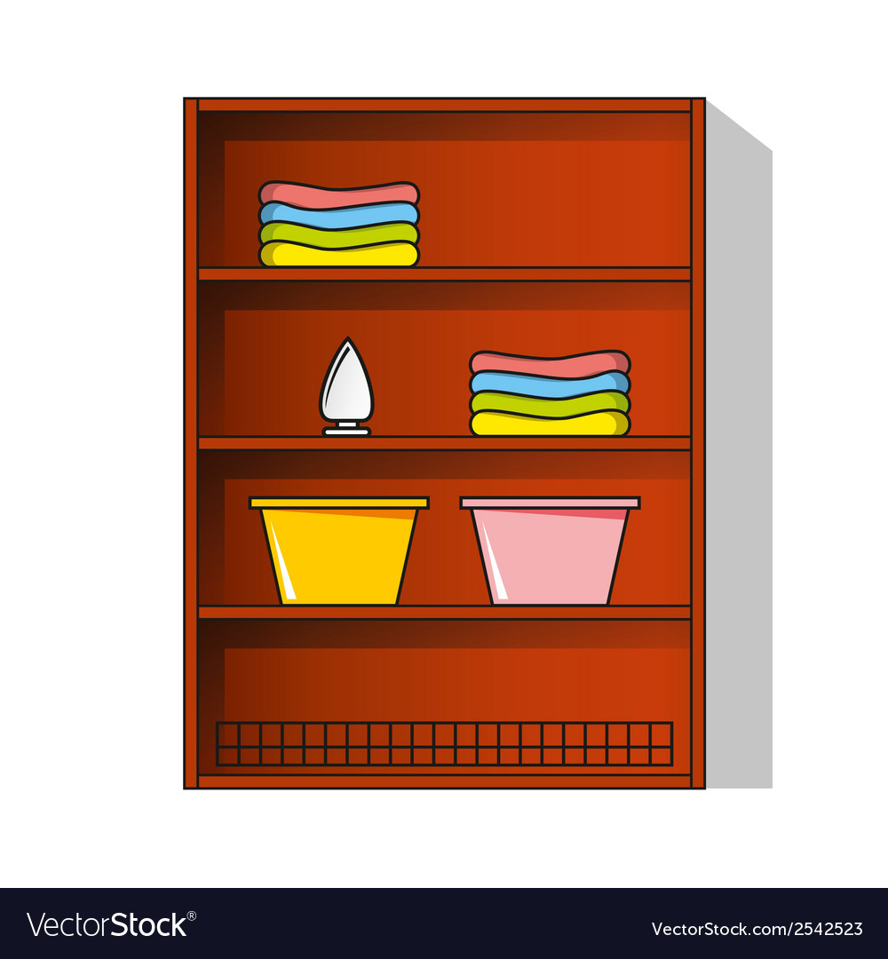 Linen Cupboard Wardrobe With Clothes Royalty Free Vector