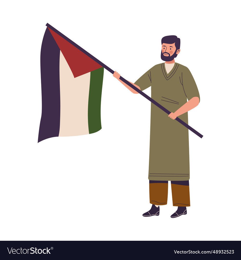 Palestine man waving flag Royalty Free Vector Image