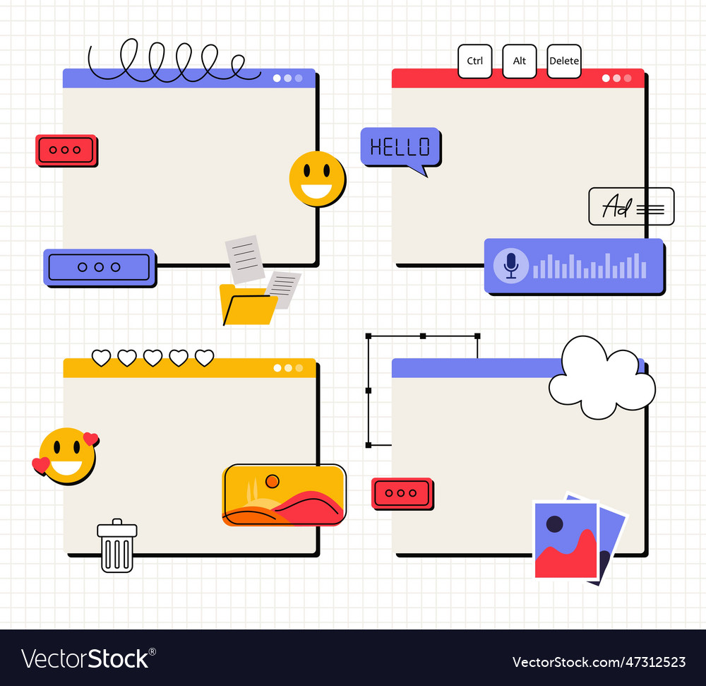 Retro interface elements set Royalty Free Vector Image