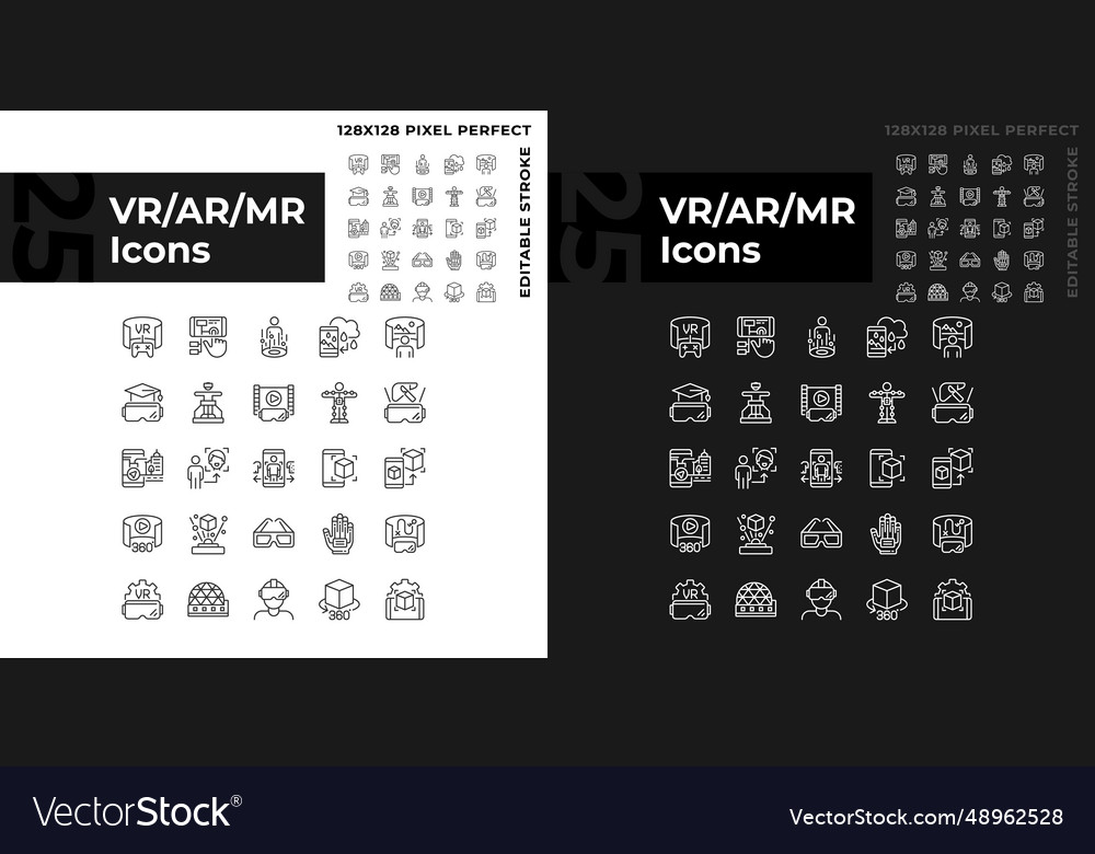 2d customizable light and dark vr ar mr icons