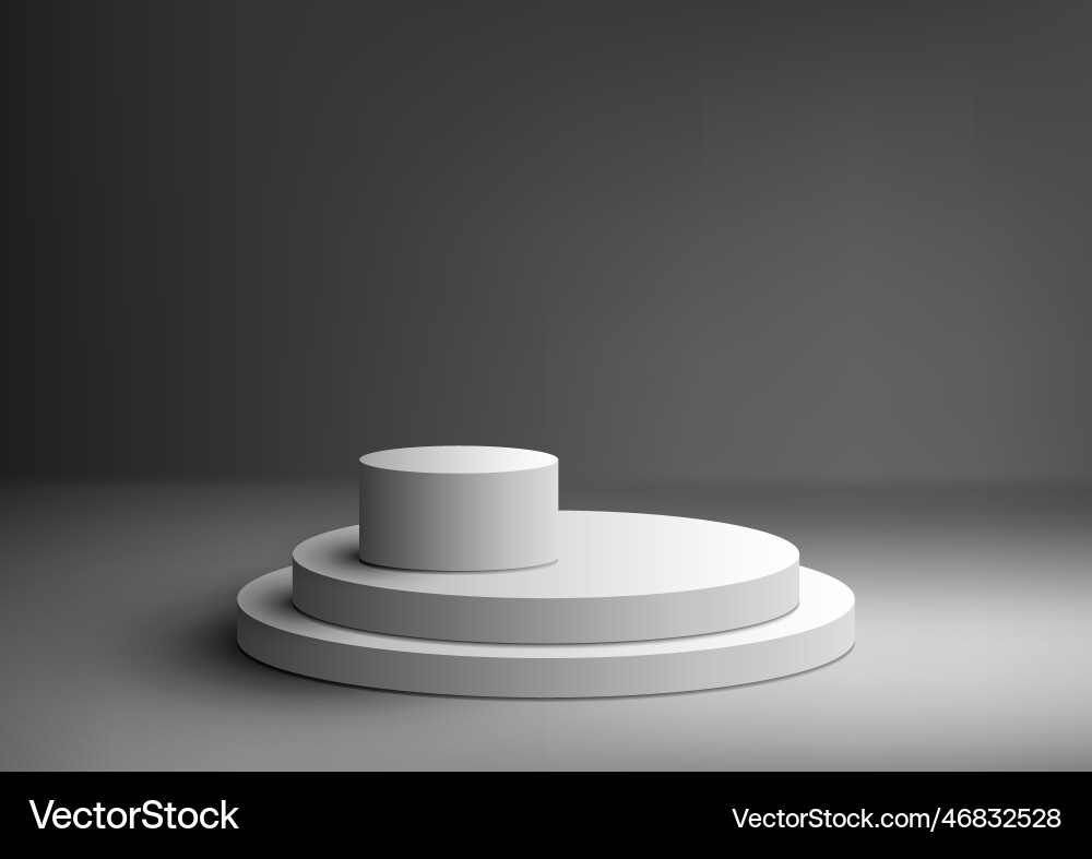 3d realistic empty group of white podium platform Vector Image
