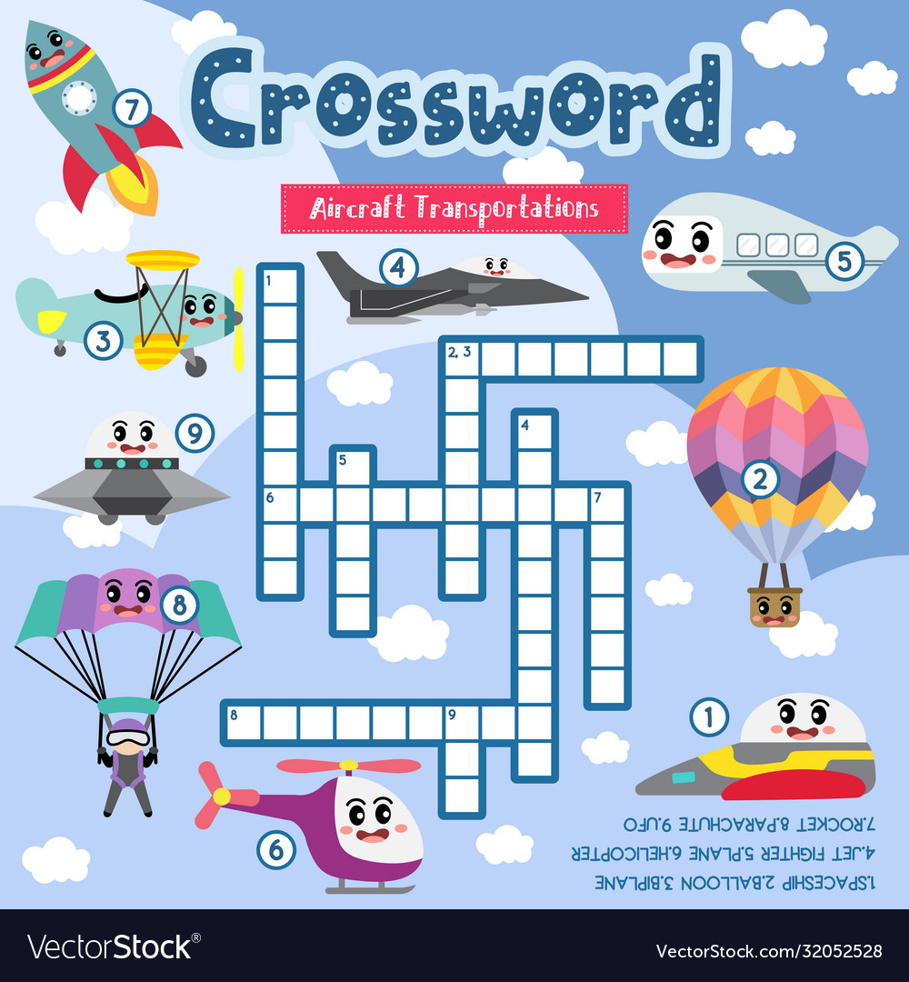 Crossword Puzzle Aircraft Transportations Vector Image