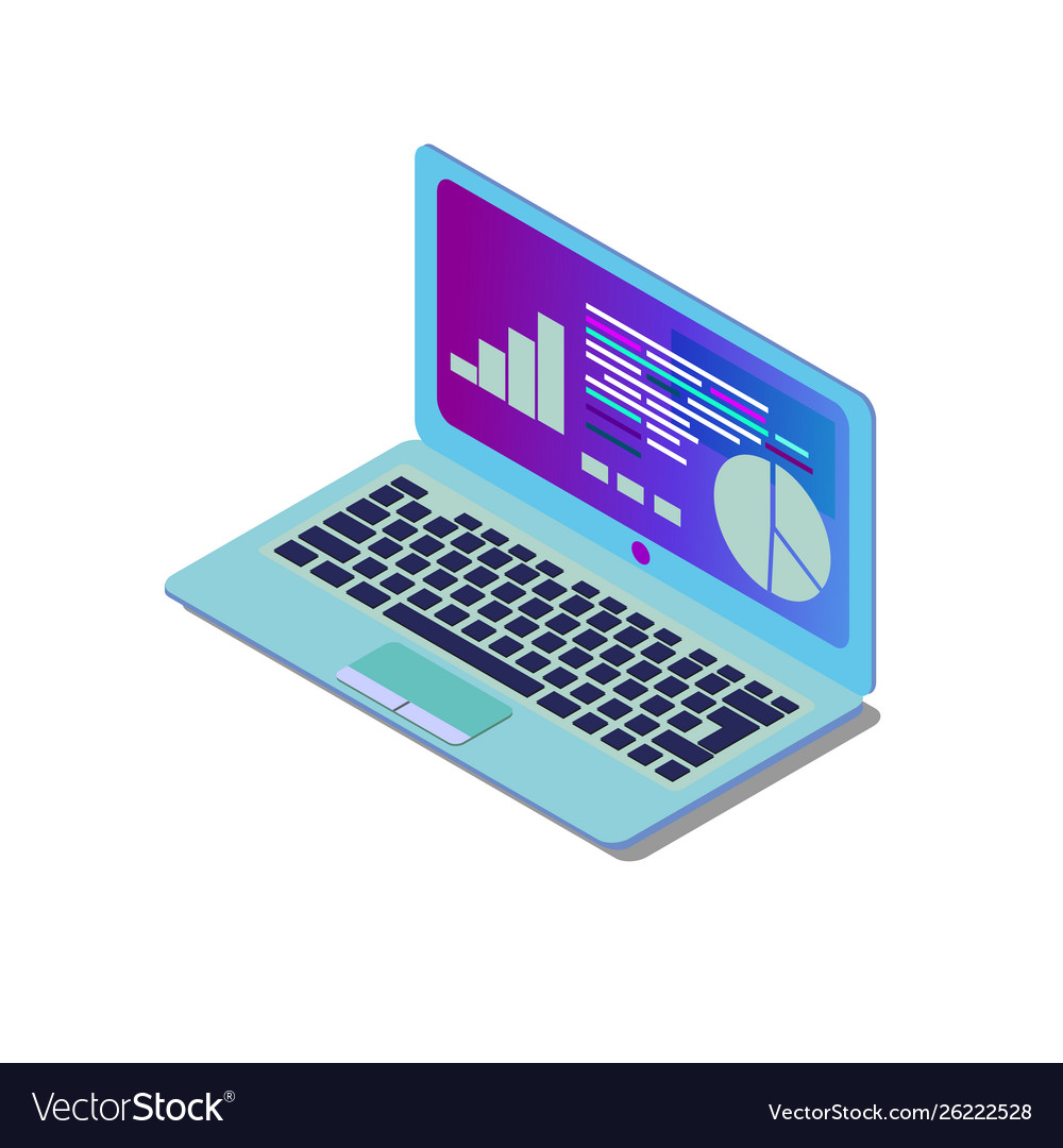 Laptop isometric created Royalty Free Vector Image